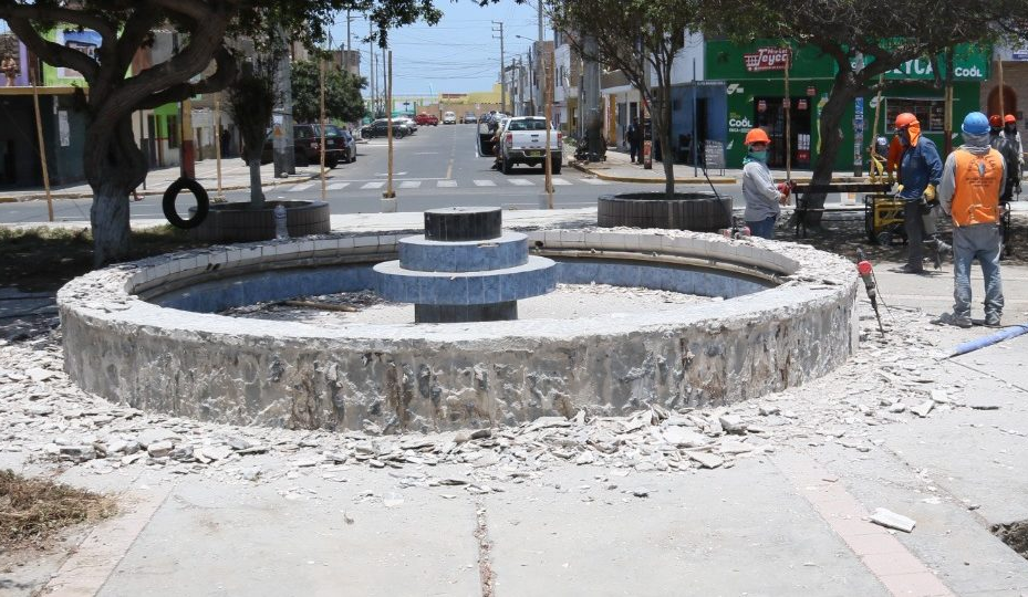 MPS realiza trabajos de mejoramiento y mantenimiento de la plazuela “Los Pescadores” de Chimbote