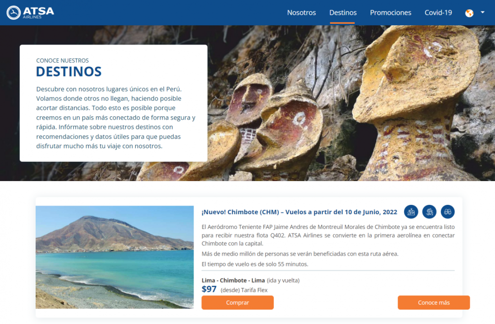 ATSA airlines confirmó que 10 junio se inician vuelos de Lima a Chimbote