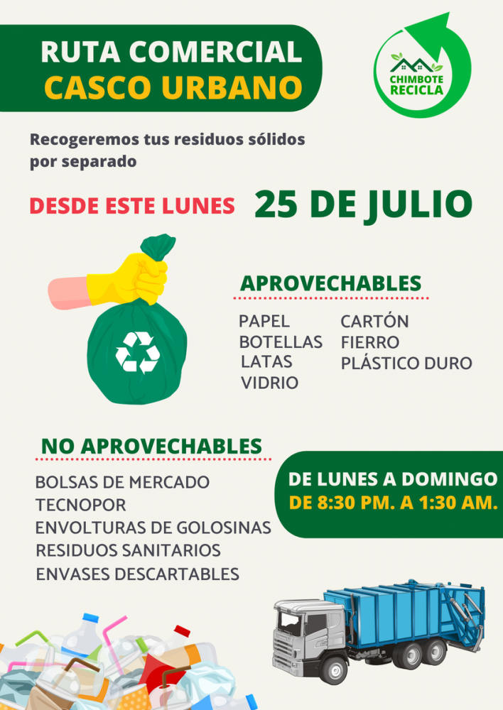 Chimbote recicla: Ruta comercial desde este 25 de Julio