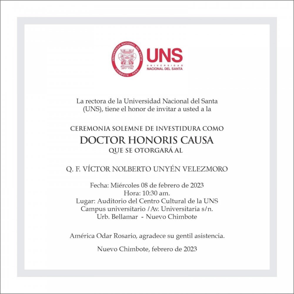 UNS otorgará doctorado Honoris Causa a escritor Víctor Unyén Velezmoro