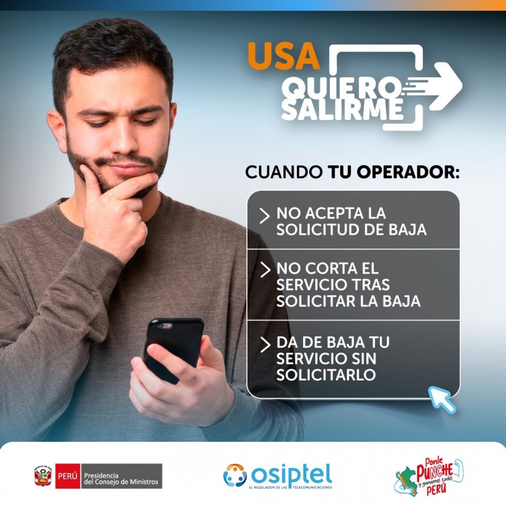 Osiptel: usuarios pueden dar de baja su servicio ante su empresa operadora sin condicionamientos ni explicaciones