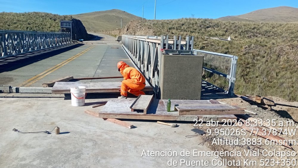 MTC culmina en tiempo previsto el refuerzo del puente Collota en Áncash